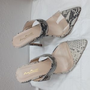 Classic Faux Leather Black/Creme Snake Heels